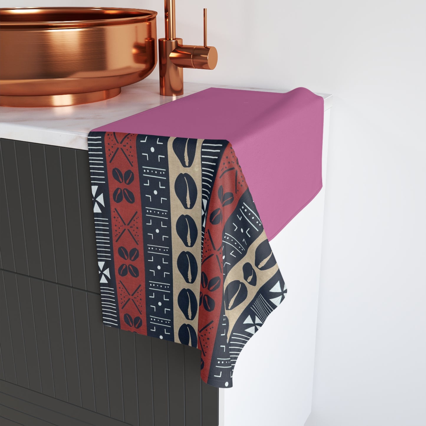 Ongola - Eco-Friendly Afro Art Hand Towel (Pink)