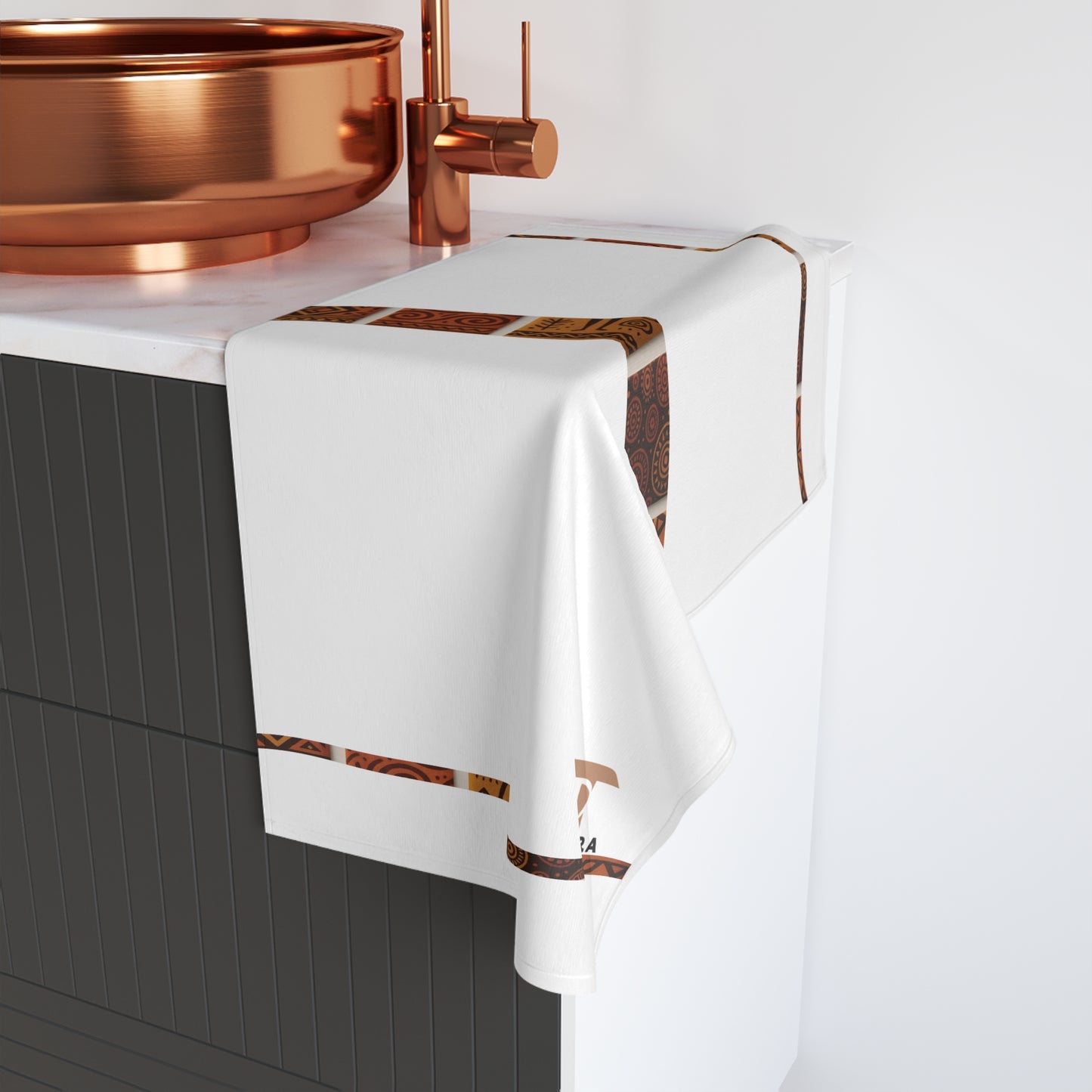 Mouko - Eco-Friendly Afro Art Hand Towel (White)