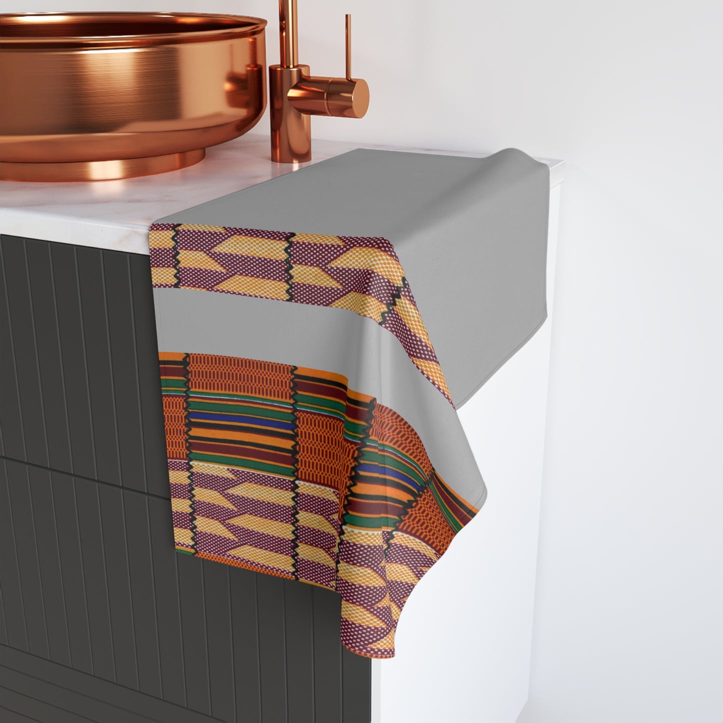 Kente - Eco-Friendly Afro Art Hand Towel (Gray)