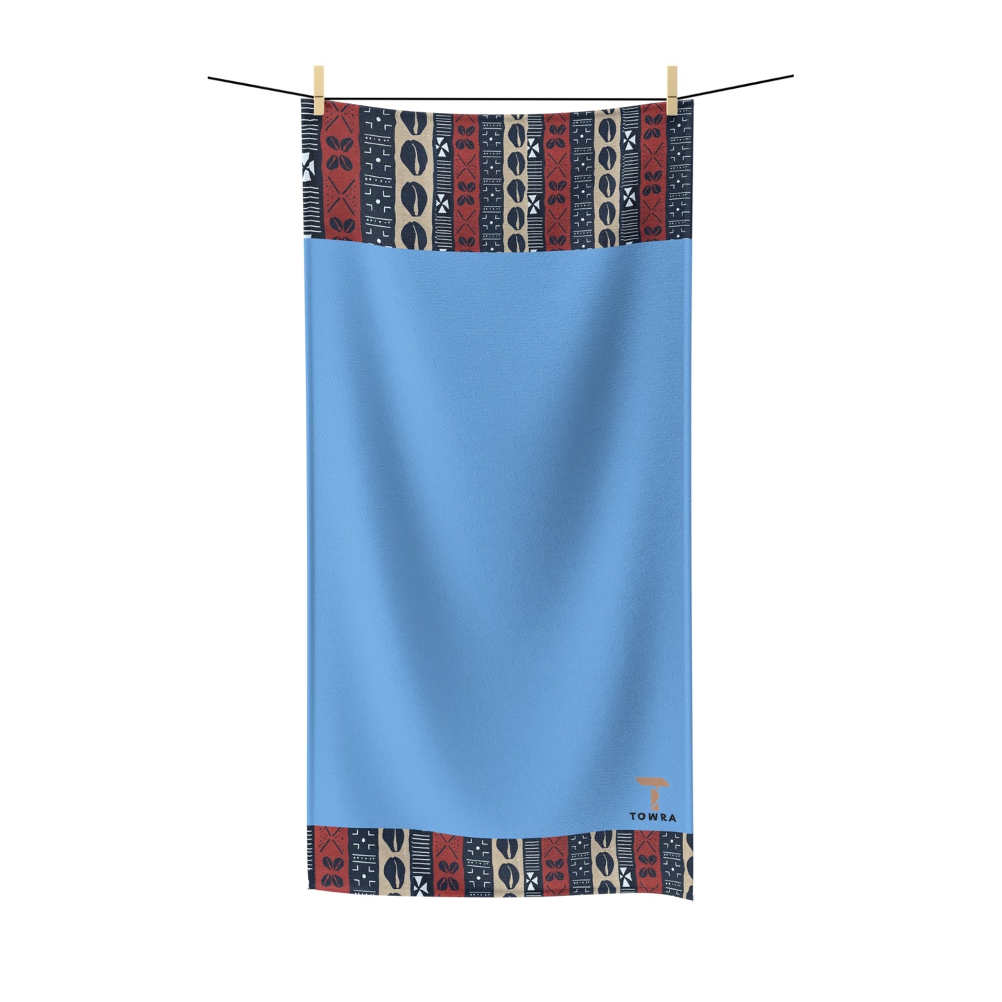 Ongola - Eco-Friendly Afro Art Bath/Spa Towel (Light Blue)