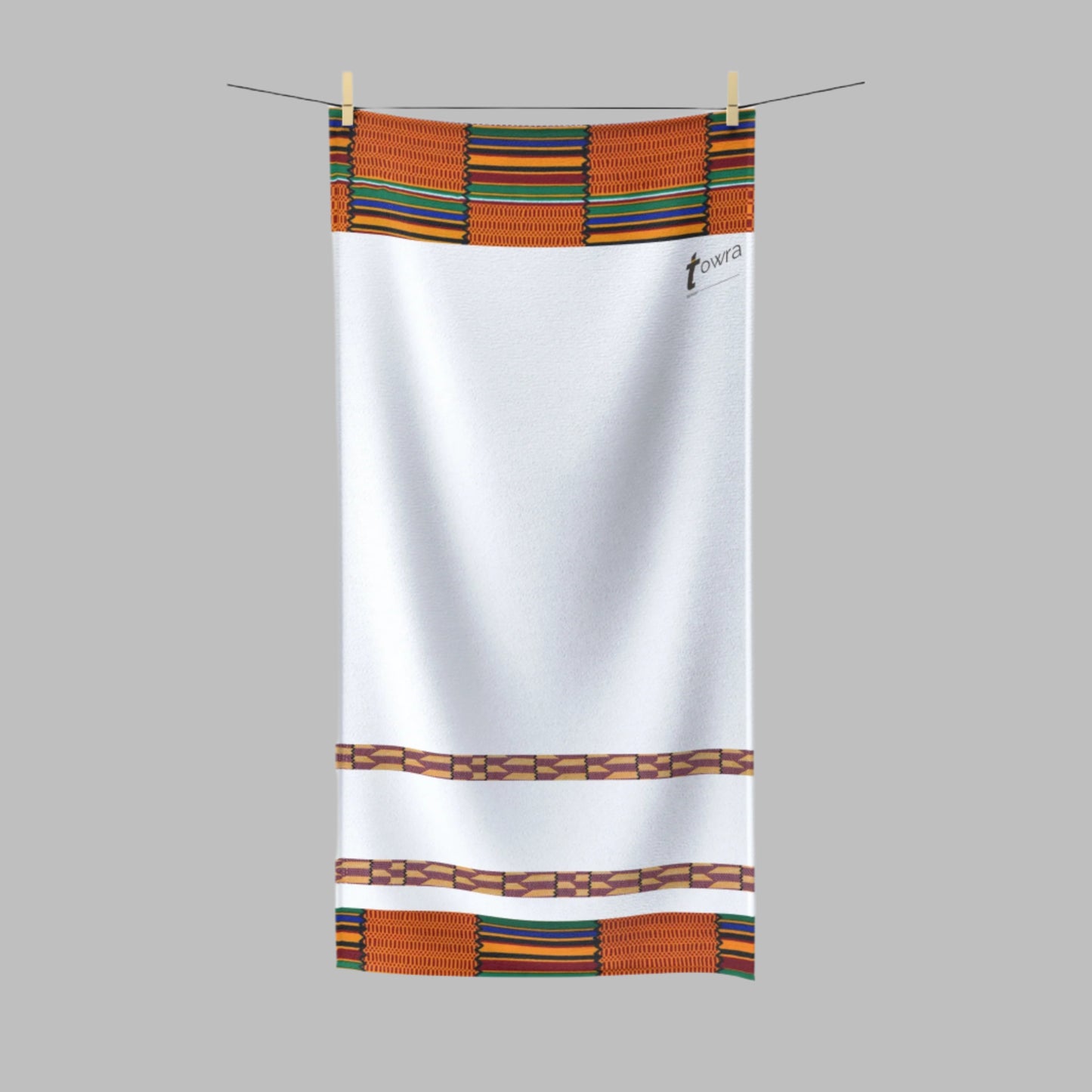 Kente - Eco-Friendly Afro Art Bath/Spa Towel (white)