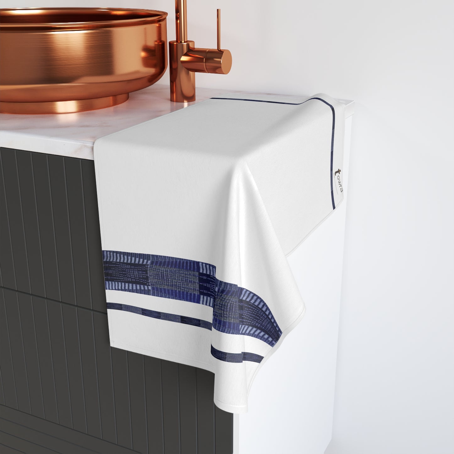 Souza- Eco-Friendly Afro Art Hand Towel (White)