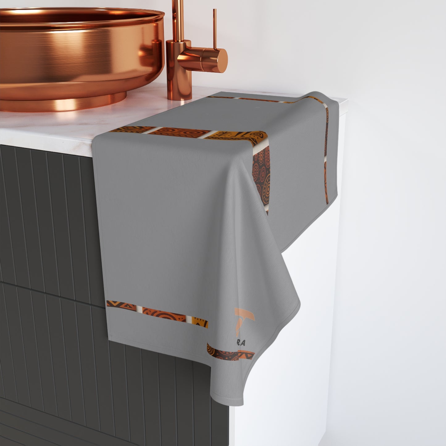 Mouko - Eco-Friendly Afro Art Hand Towel (Grey)