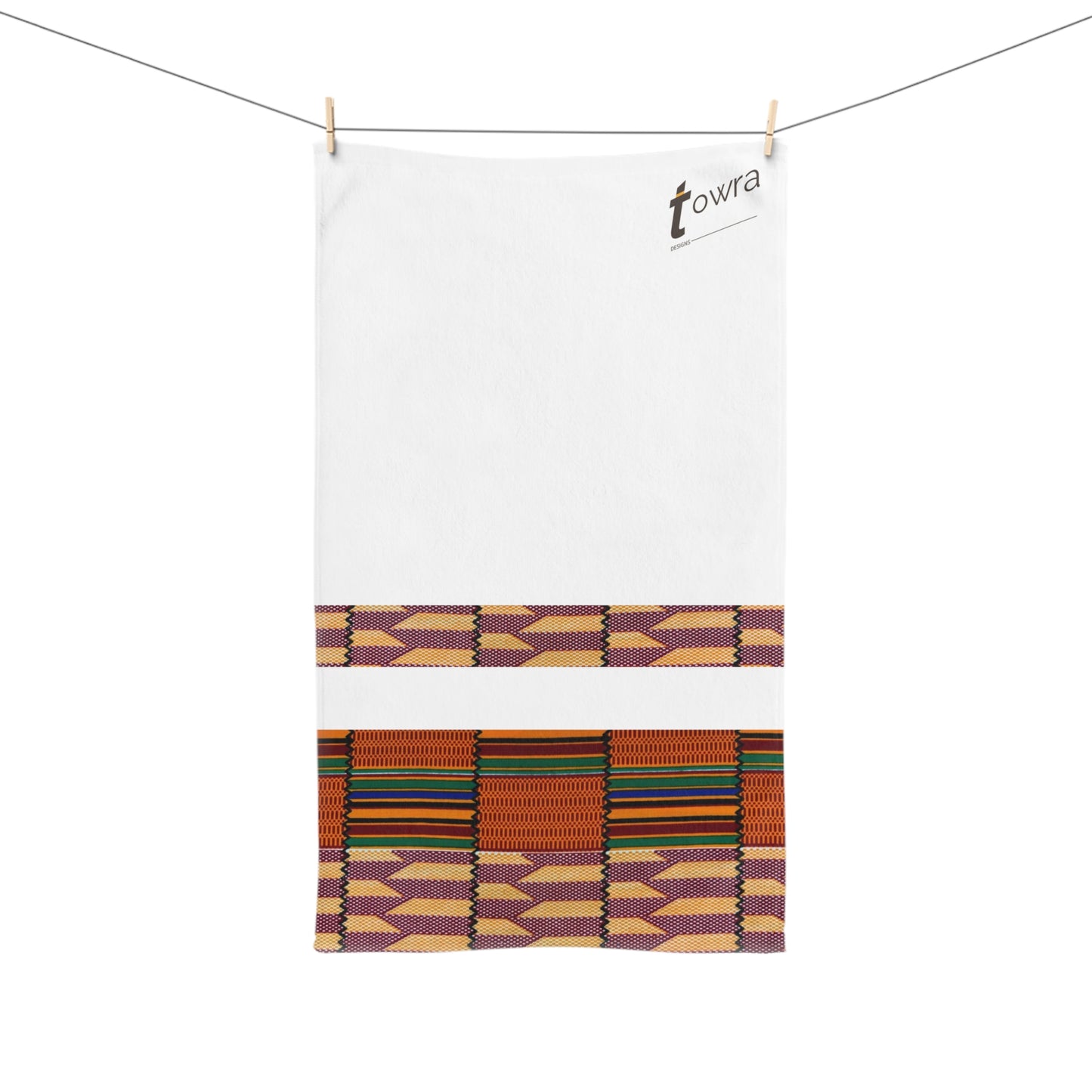 Kente - Eco-Friendly Afro Art Hand Towel (White)