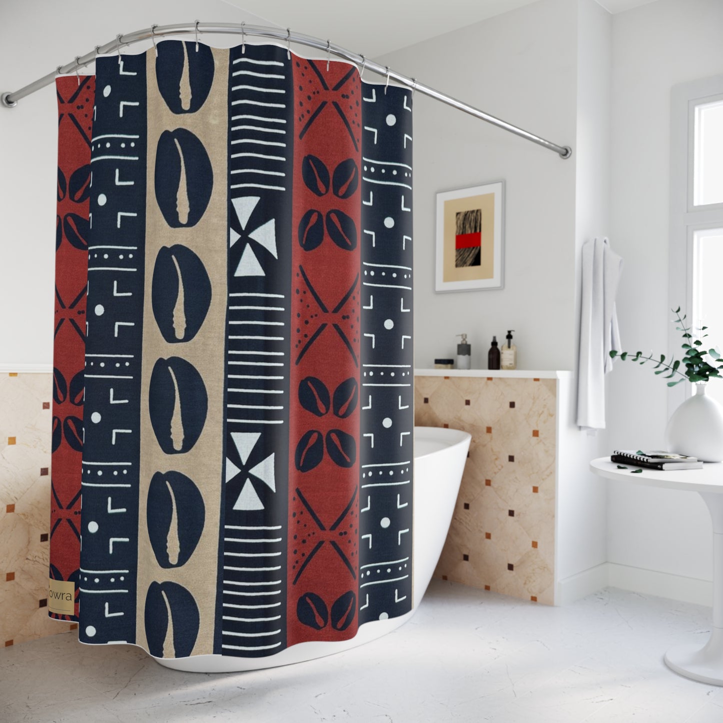 Ongola - Shower Curtain - Ethnic Pattern, Bathroom Decor, Modern Home