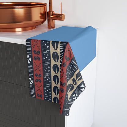 Ongola - Eco-Friendly Afro Art Hand Towel (Blue)