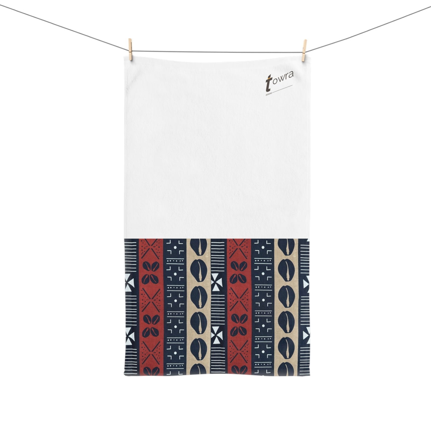 Ongola - Eco-Friendly Afro Art Hand Towel (White)