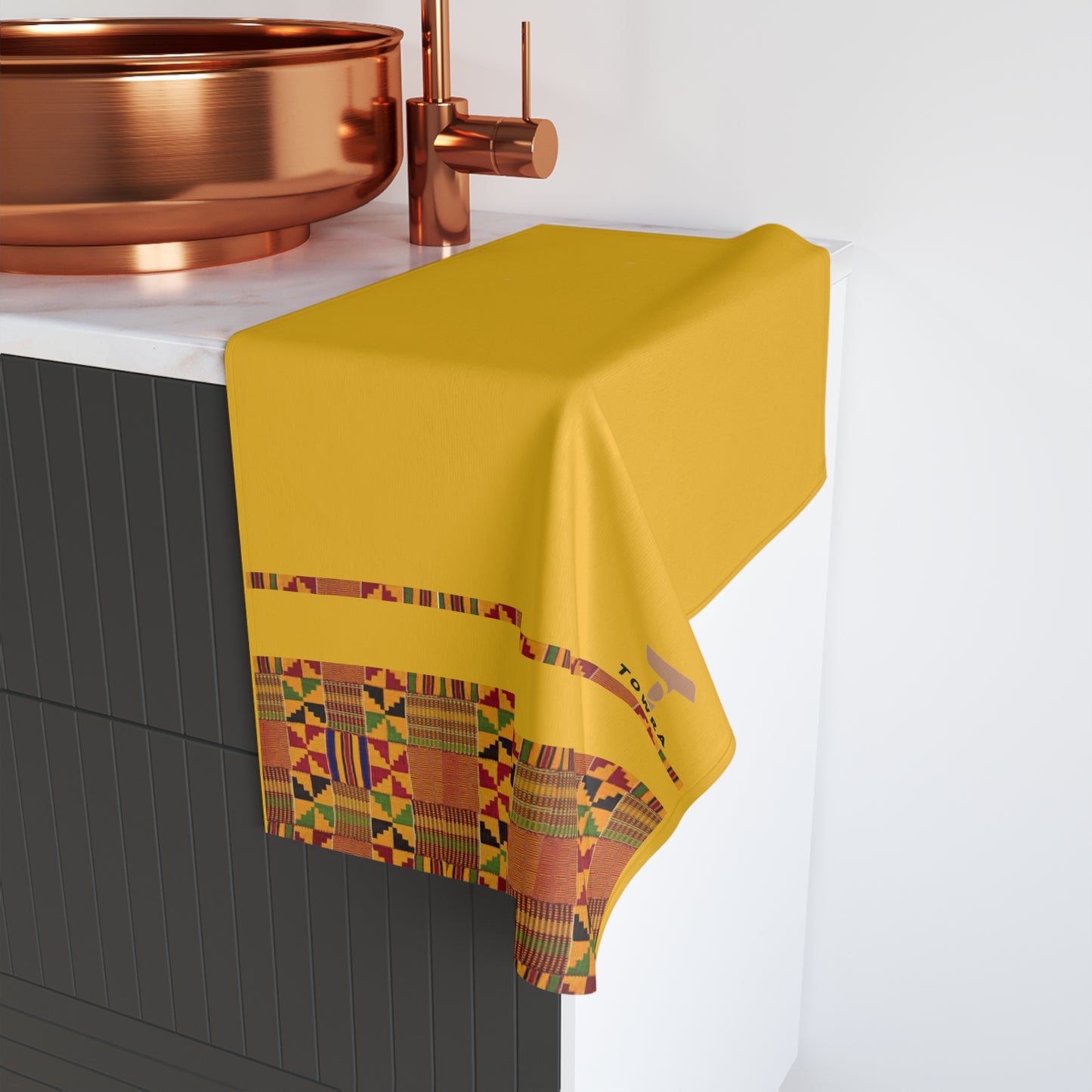 Vibrant Kente - Eco-Friendly Afro Art Hand Towel (Yellow)