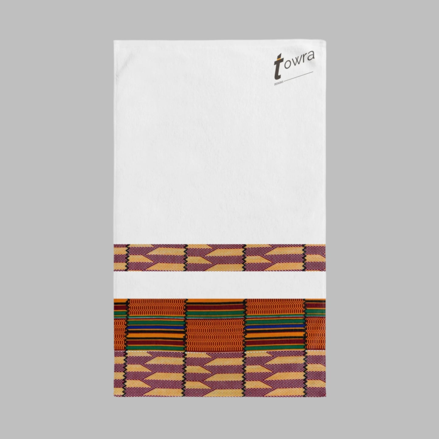Kente - Eco-Friendly Afro Art Hand Towel (White)