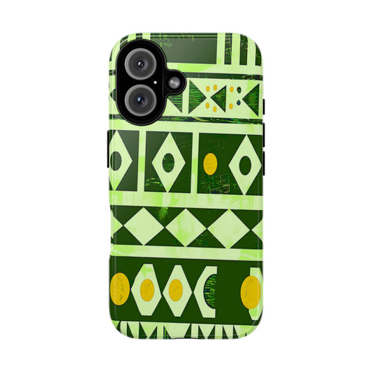 Afro Patterned Phone Case, Tough Cases for Protection, Gift for Tech Lovers, Trendy Mobile Cover, Customizable Phone Accessories (Green)