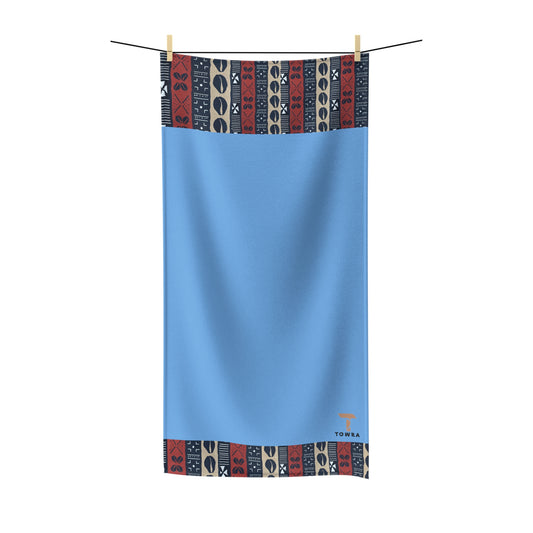 Ongola - Eco-Friendly Afro Art Bath/Spa Towel (Light Blue)