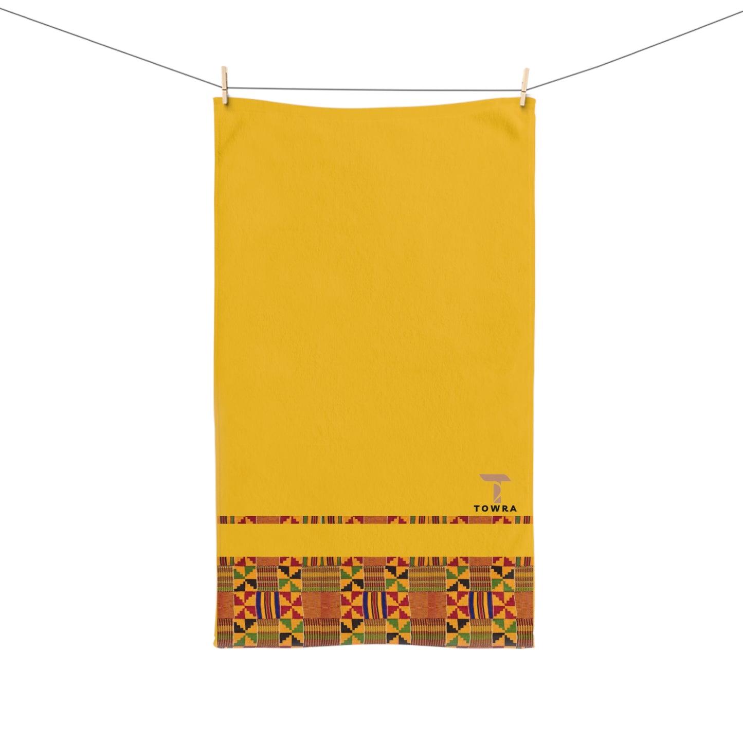 Vibrant Kente - Eco-Friendly Afro Art Hand Towel (Yellow)