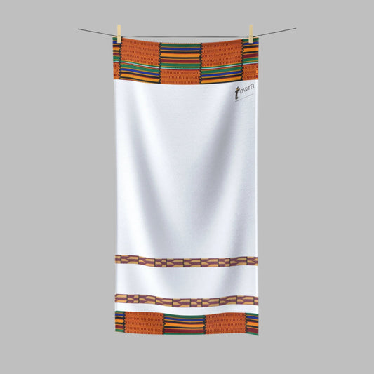 Kente - Eco-Friendly Afro Art Bath/Spa Towel (white)