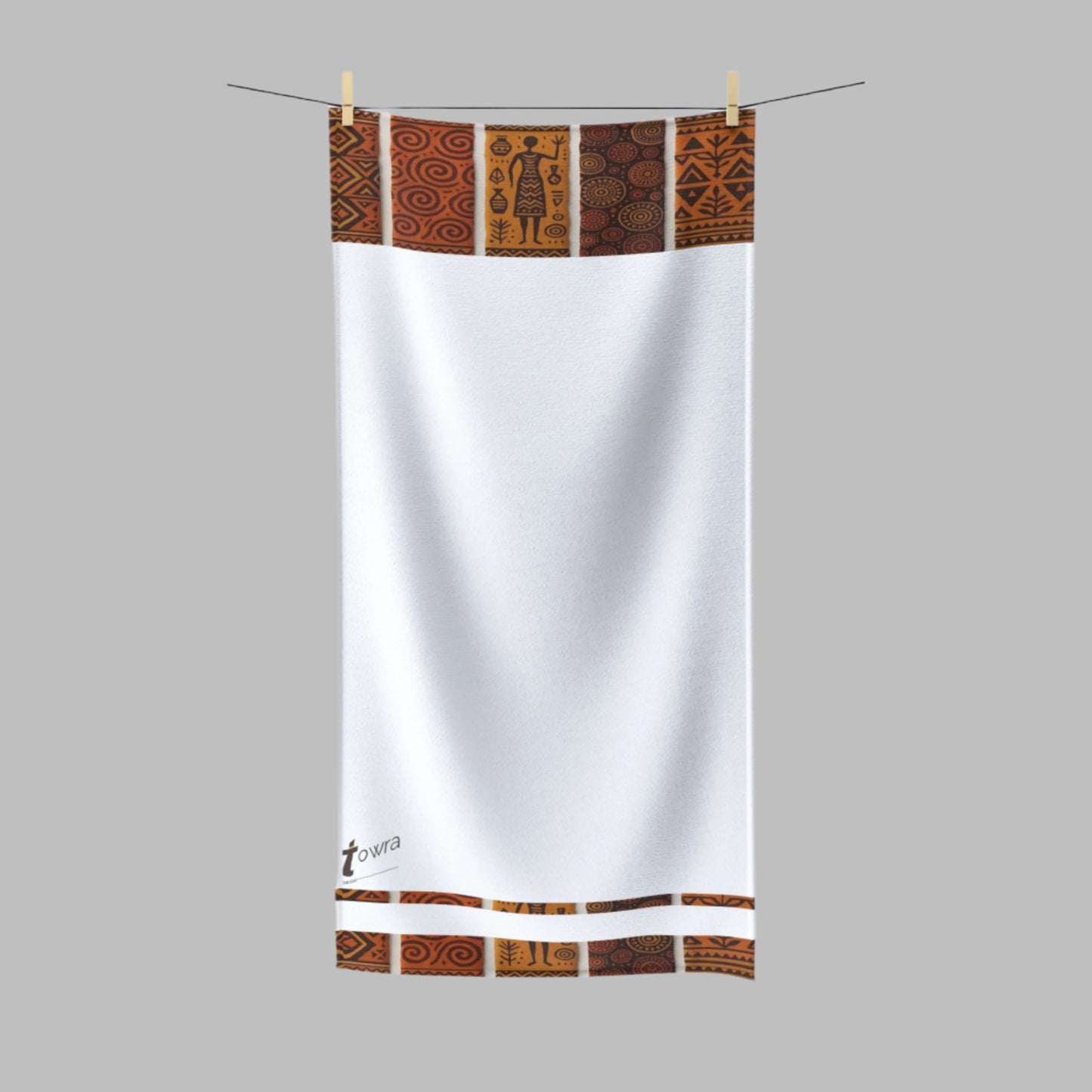 Mouko - Eco-Friendly Afro Art Bath/Spa Towel (White)