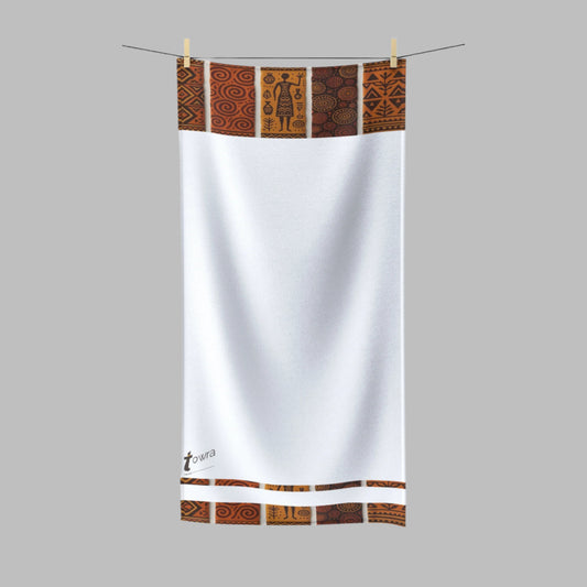 Mouko - Eco-Friendly Afro Art Bath/Spa Towel (White)