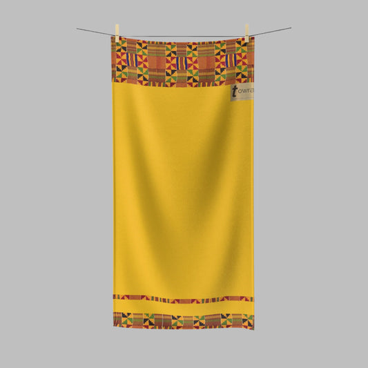 Vibrant Kente - Eco-Friendly Afro Art Bath/Spa Towel (yellow)