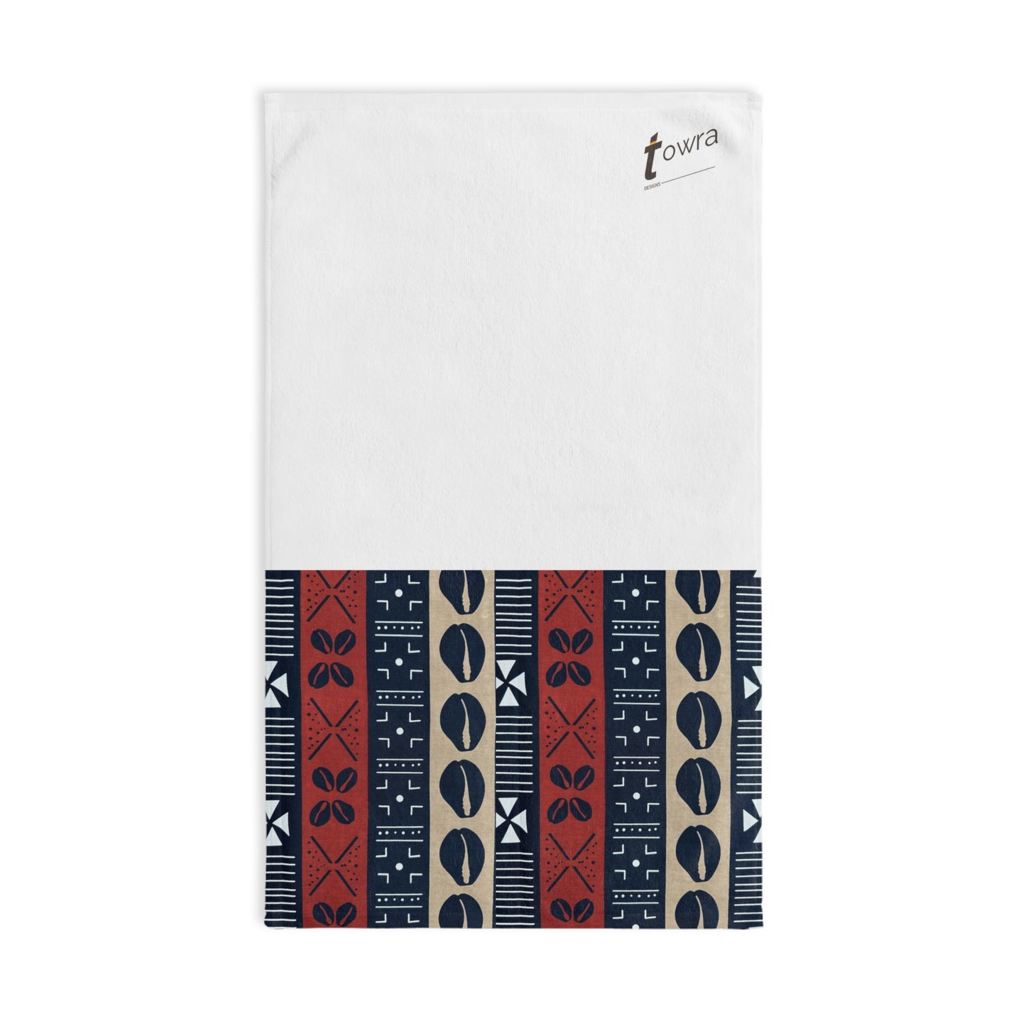 Ongola - Eco-Friendly Afro Art Hand Towel (White)
