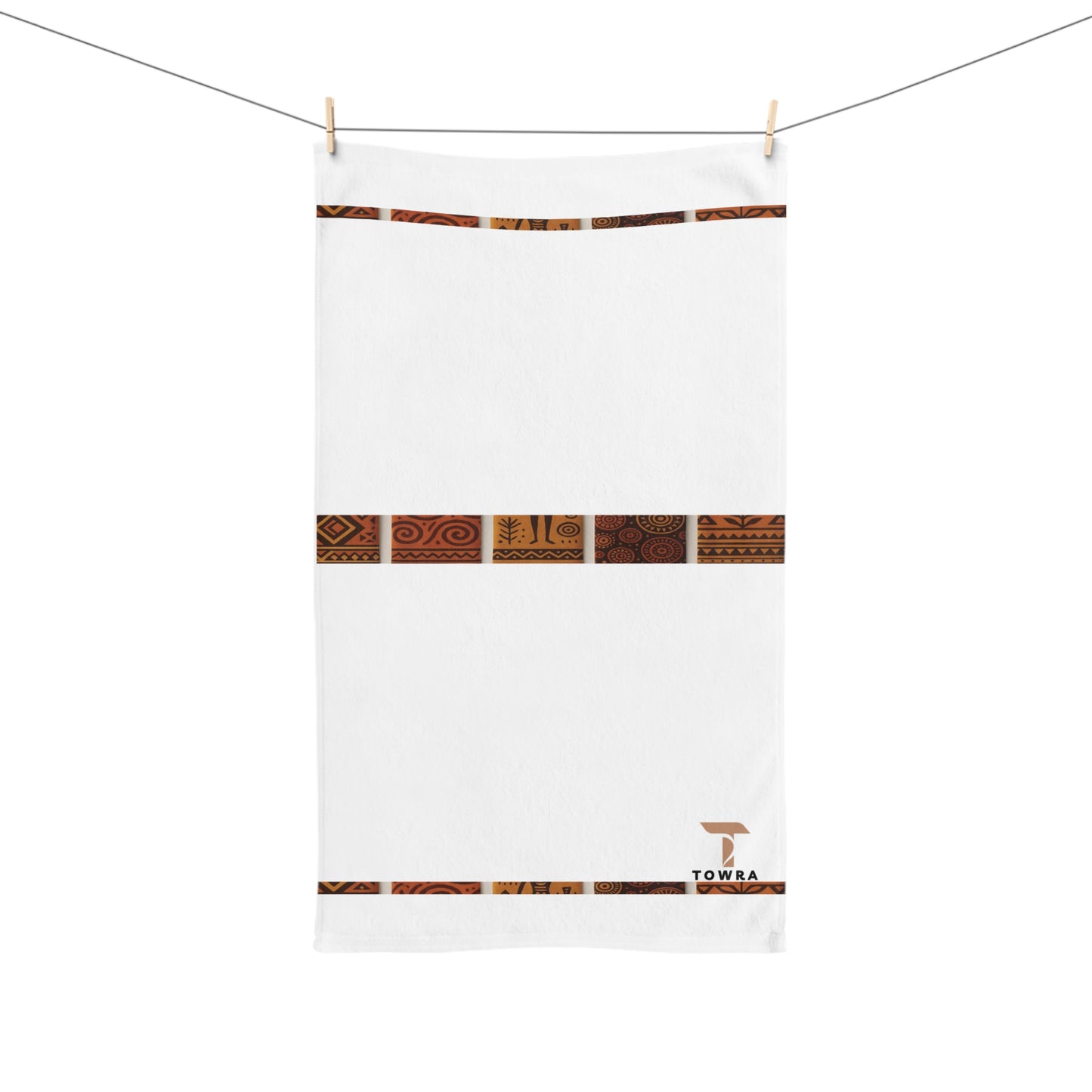 Mouko - Eco-Friendly Afro Art Hand Towel (White)