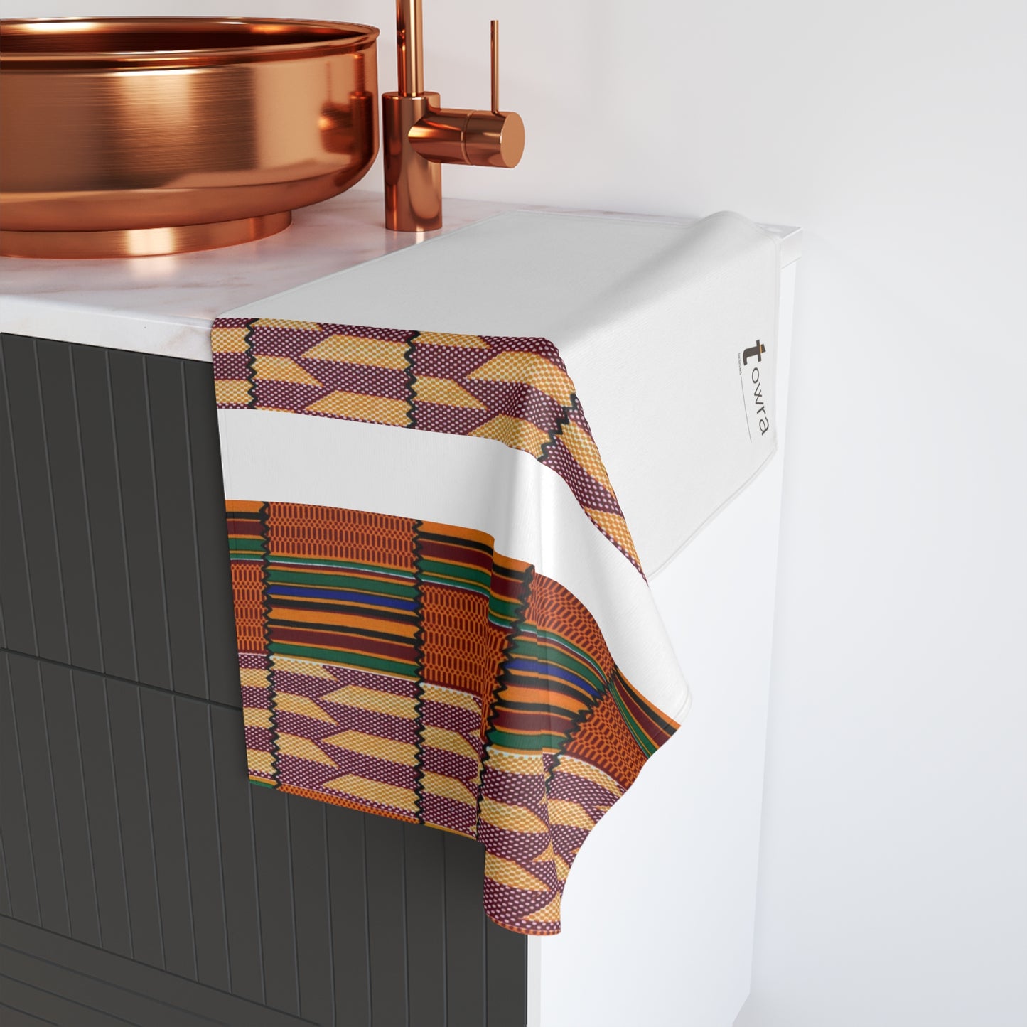 Kente - Eco-Friendly Afro Art Hand Towel (White)