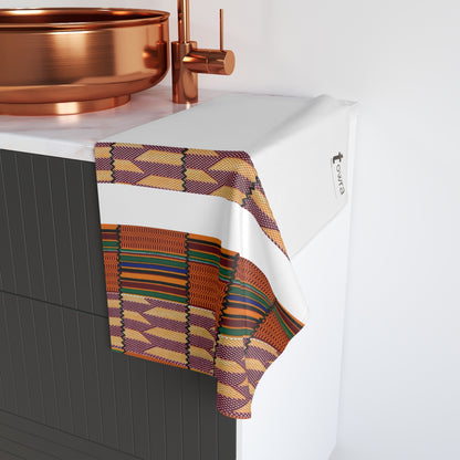 Kente - Eco-Friendly Afro Art Hand Towel (White)